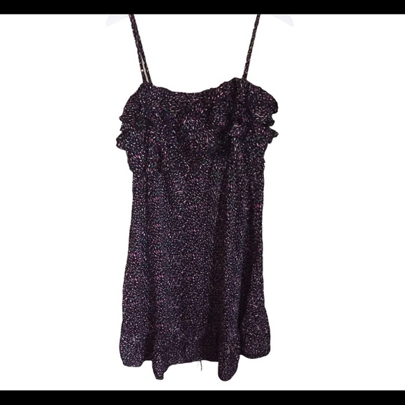 NWT STUDIO SPA Confetti Print Sleeveless Dress W Tiered Ruffle Overlay Black L - Picture 4 of 12